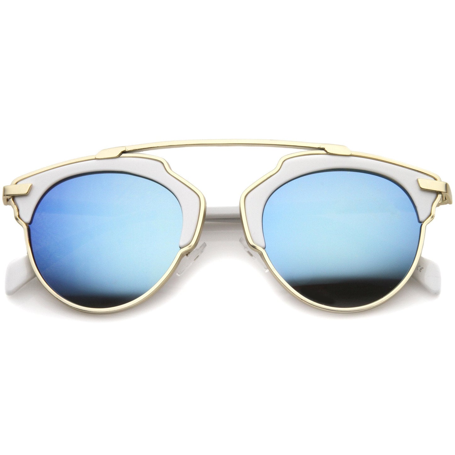 Two Tone Mirrored Lens Aviator Sunglasses
