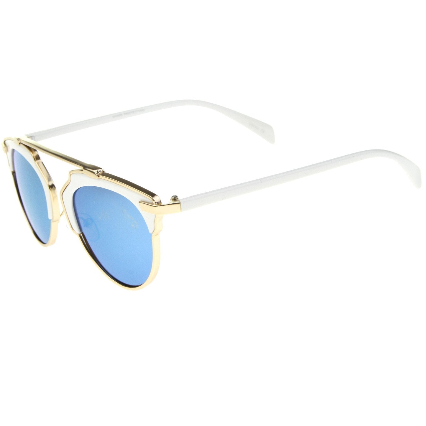 Two Tone Mirrored Lens Aviator Sunglasses