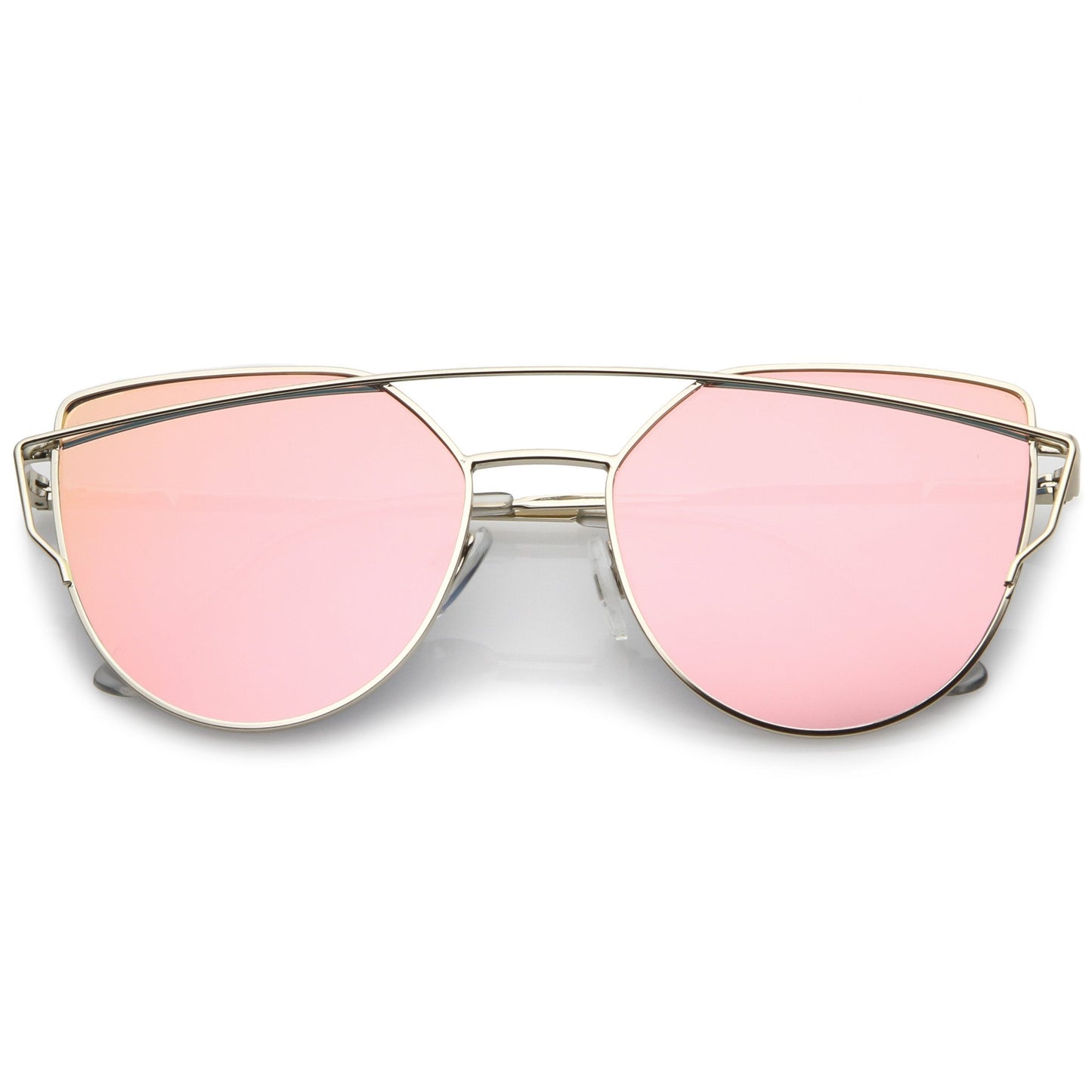 Oversize Laser Cut Cat Eye Mirrored Sunglasses