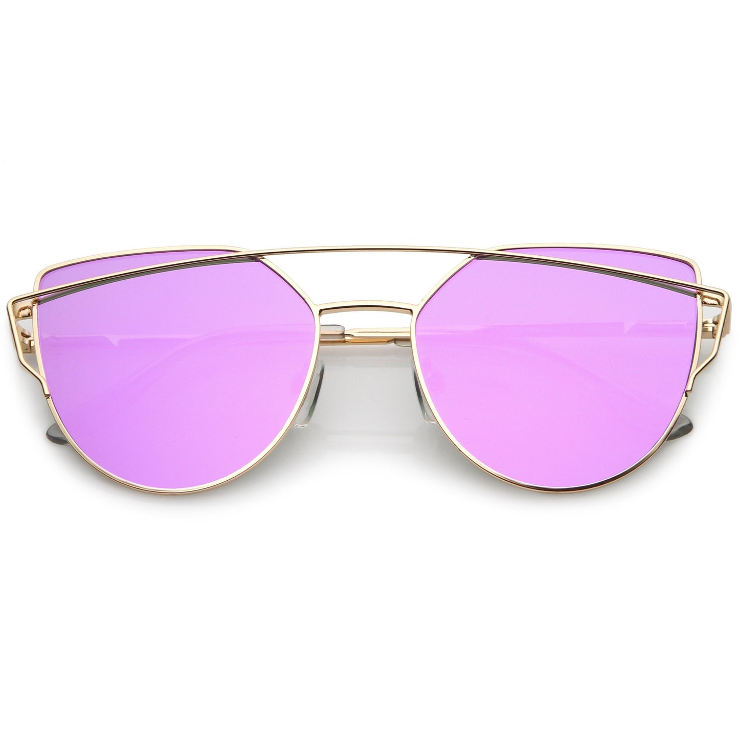 Oversize Laser Cut Cat Eye Mirrored Sunglasses