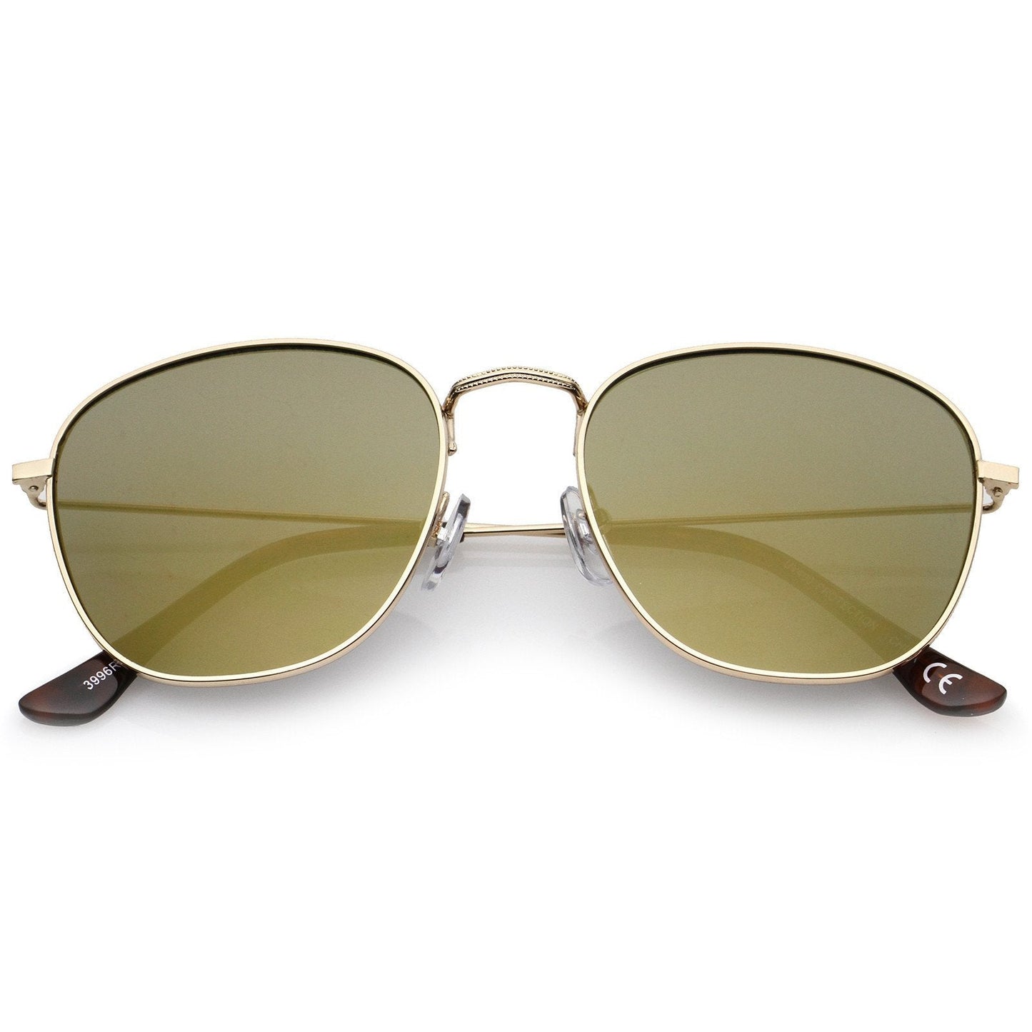 Slim Mirrored Flat Lens Square Sunglasses