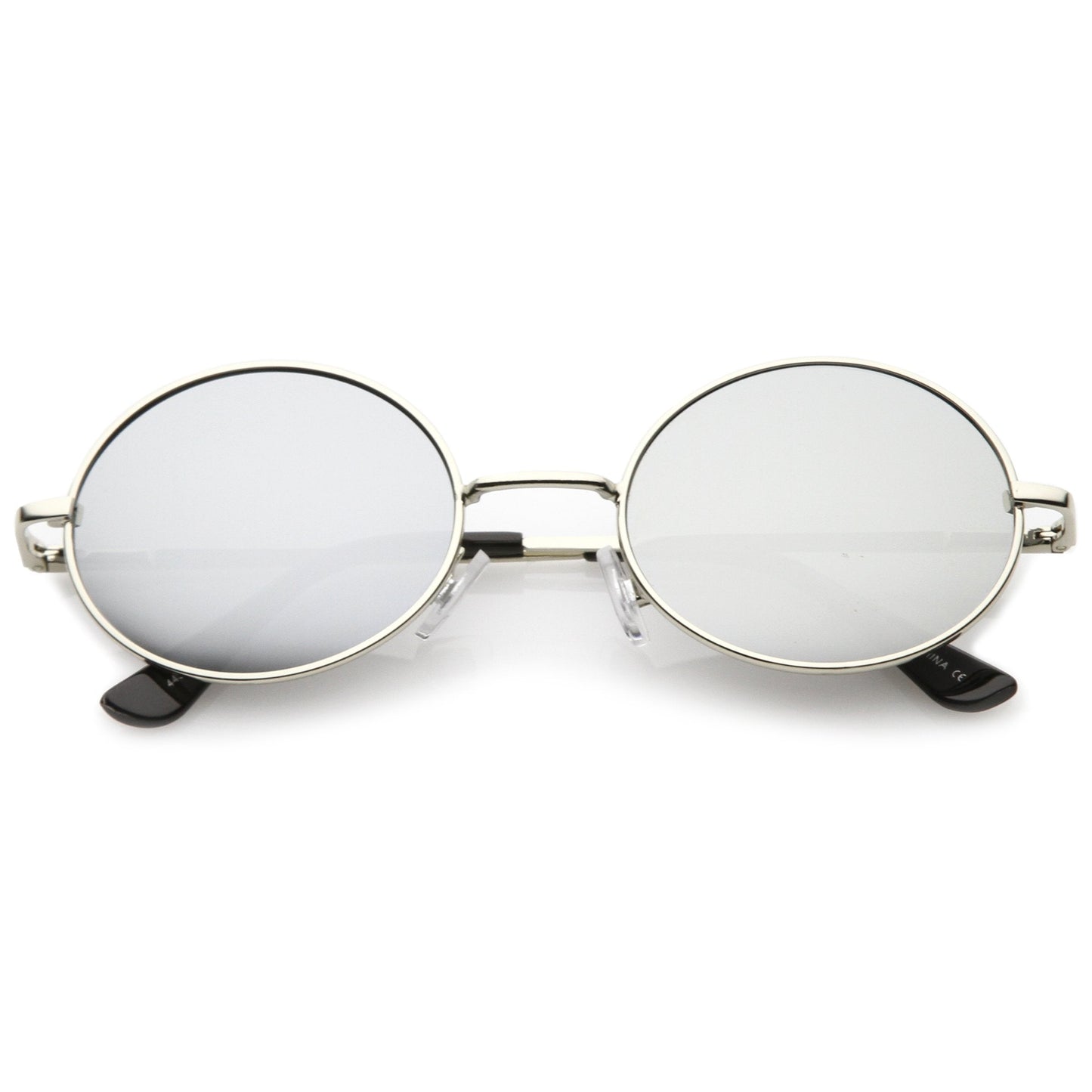 Retro Fashion Oval Mirrored Flat Lens Sunglasses