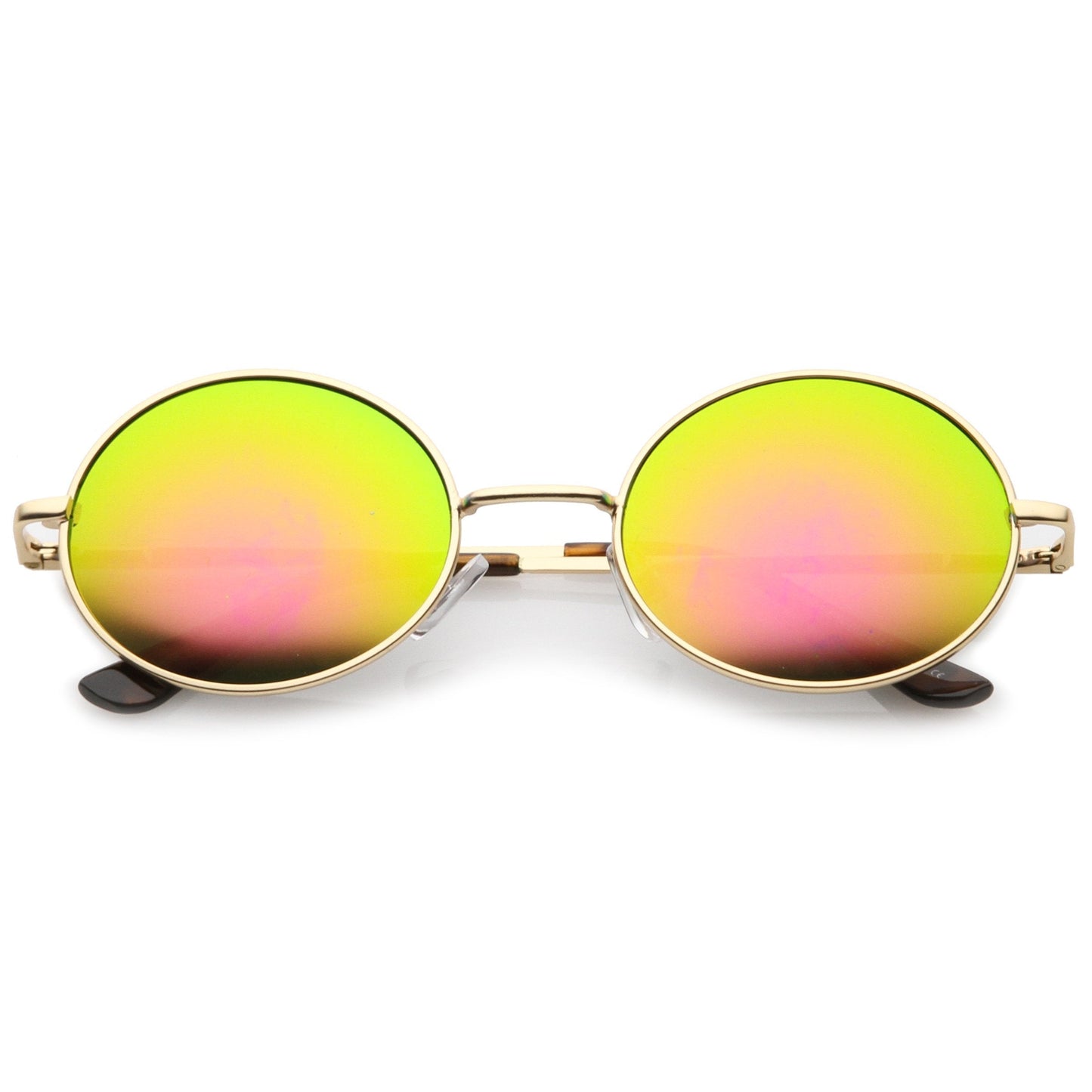 Retro Fashion Oval Mirrored Flat Lens Sunglasses