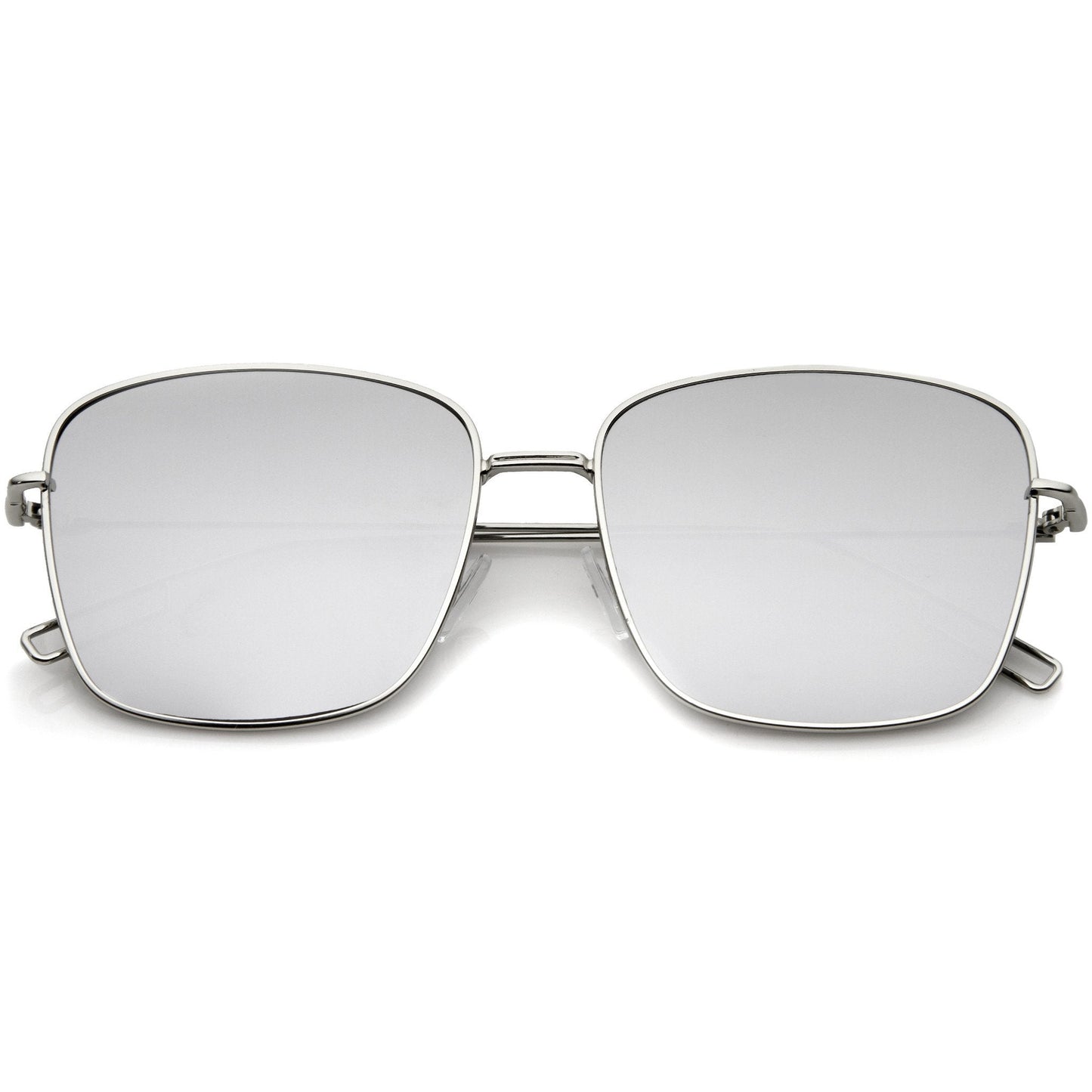 Wire Metal Flat Lens Square Aviator Sunglasses