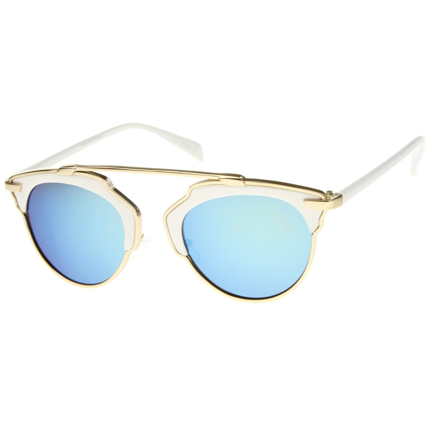 Two Tone Mirrored Lens Aviator Sunglasses