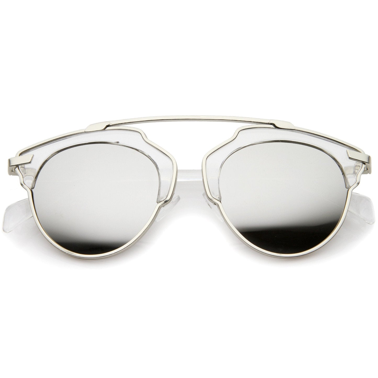 Two Tone Mirrored Lens Aviator Sunglasses