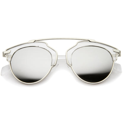 Two Tone Mirrored Lens Aviator Sunglasses