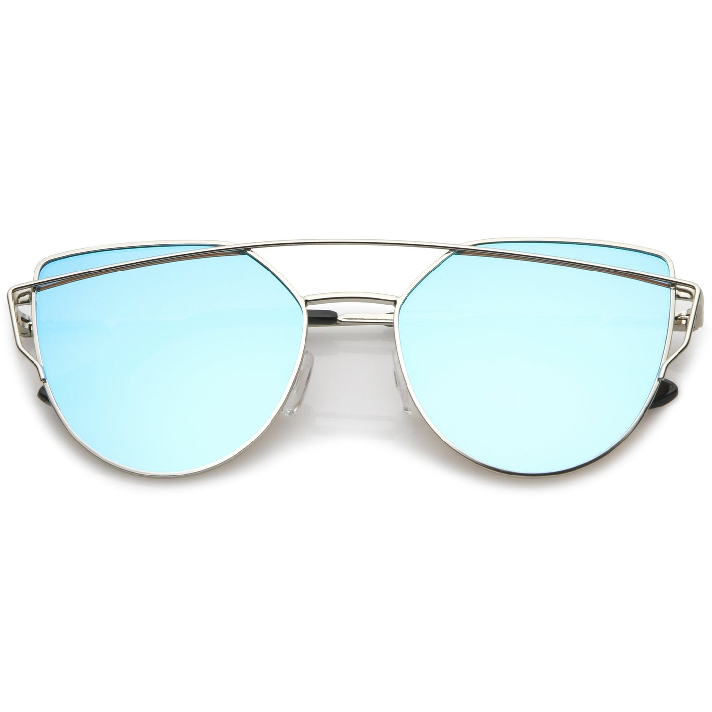 Oversize Laser Cut Cat Eye Mirrored Sunglasses