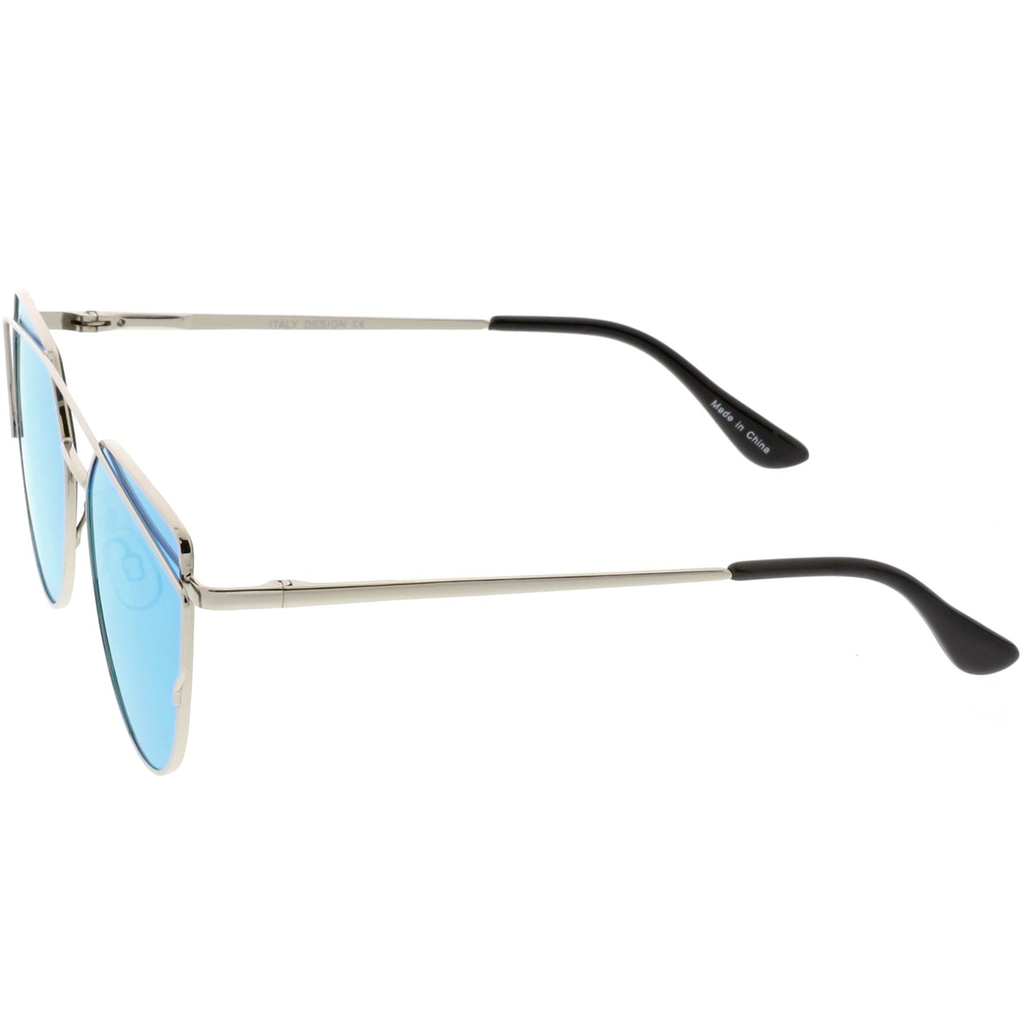 Oversize Laser Cut Cat Eye Mirrored Sunglasses