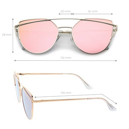 Oversize Laser Cut Cat Eye Mirrored Sunglasses