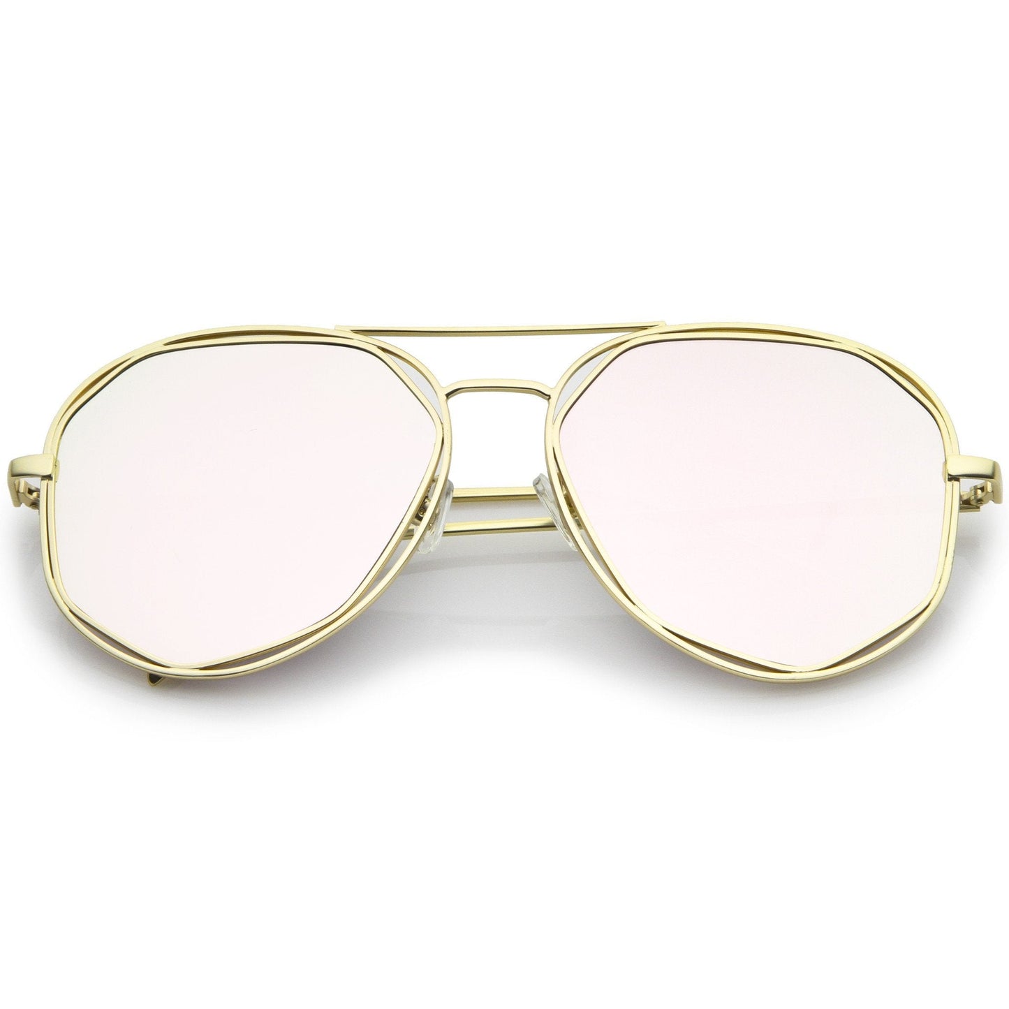 Geometric Mirrored Lens Aviator Sunglasses
