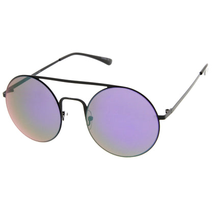 Modern Slim Round Mirrored Sunglasses