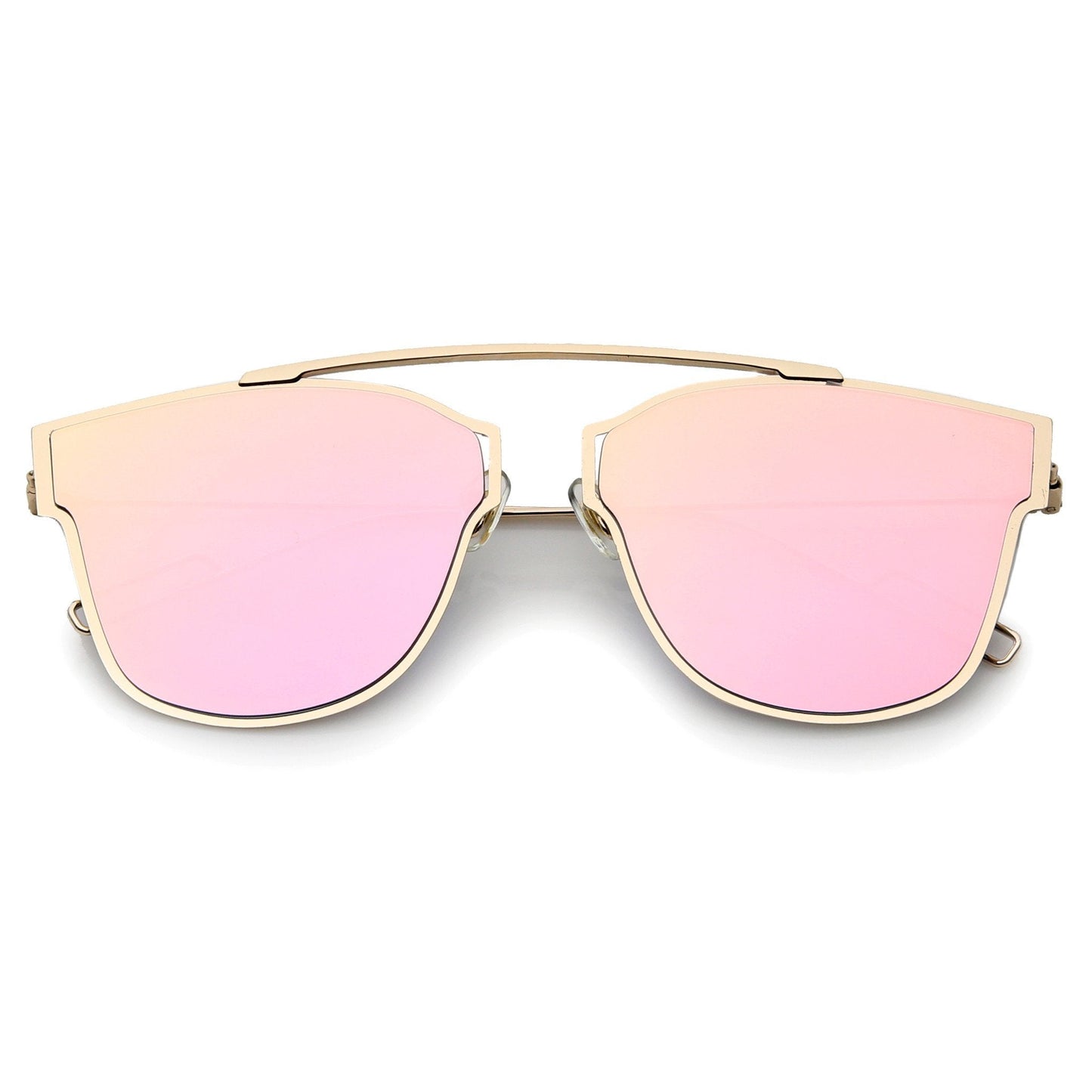Modern Thin Flat Mirrored Lens Horned Rim Sunglasses