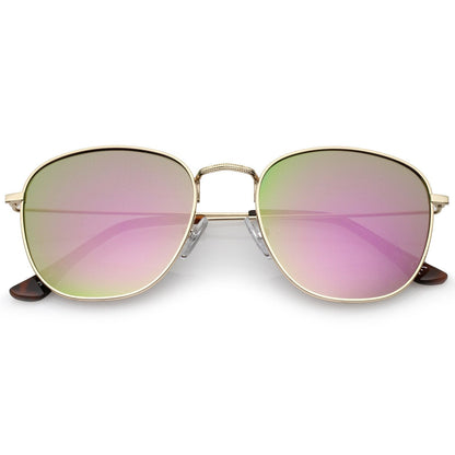 Slim Mirrored Flat Lens Square Sunglasses