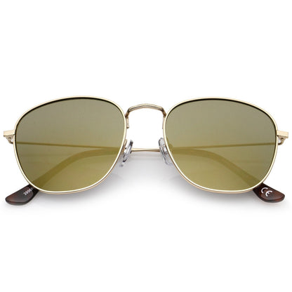 Slim Mirrored Flat Lens Square Sunglasses