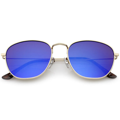 Slim Mirrored Flat Lens Square Sunglasses
