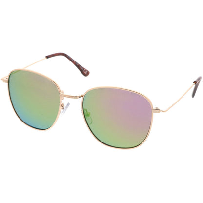 Slim Mirrored Flat Lens Square Sunglasses
