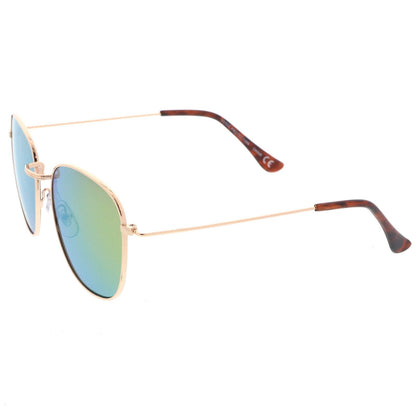 Slim Mirrored Flat Lens Square Sunglasses