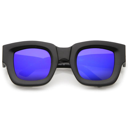 Bold Horned Rim Mirrored Sunglasses