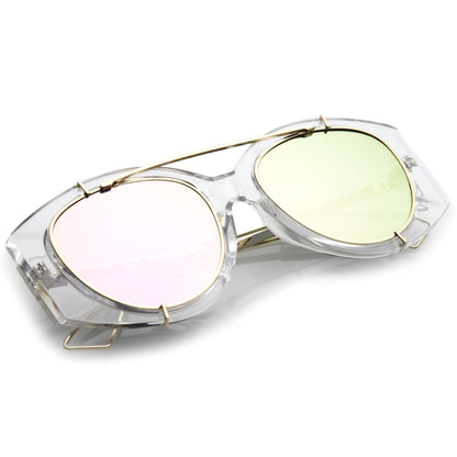 Translucent Mirrored Aviator Sunglasses