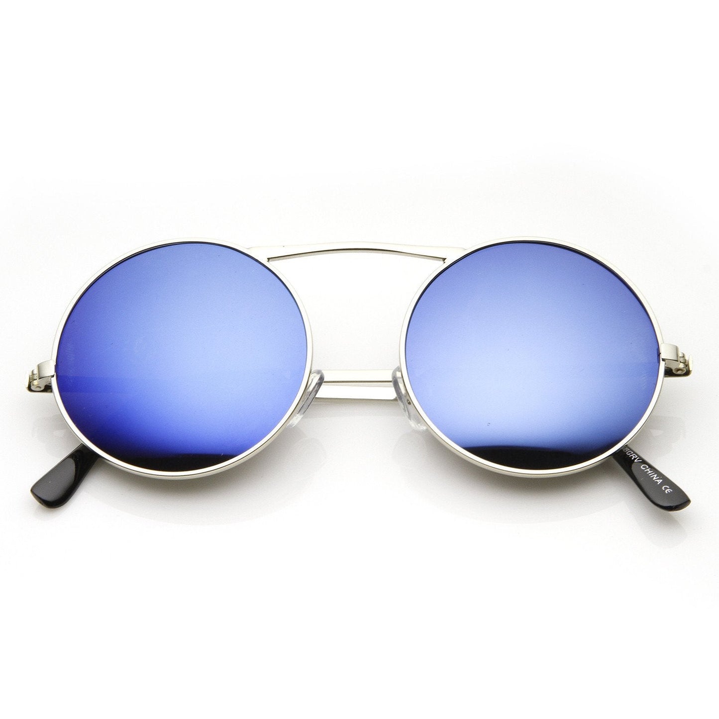 Round Steampunk Mirrored Lens Sunglasses