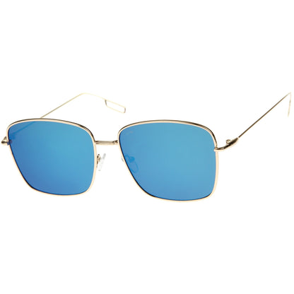 Wire Metal Flat Lens Square Aviator Sunglasses