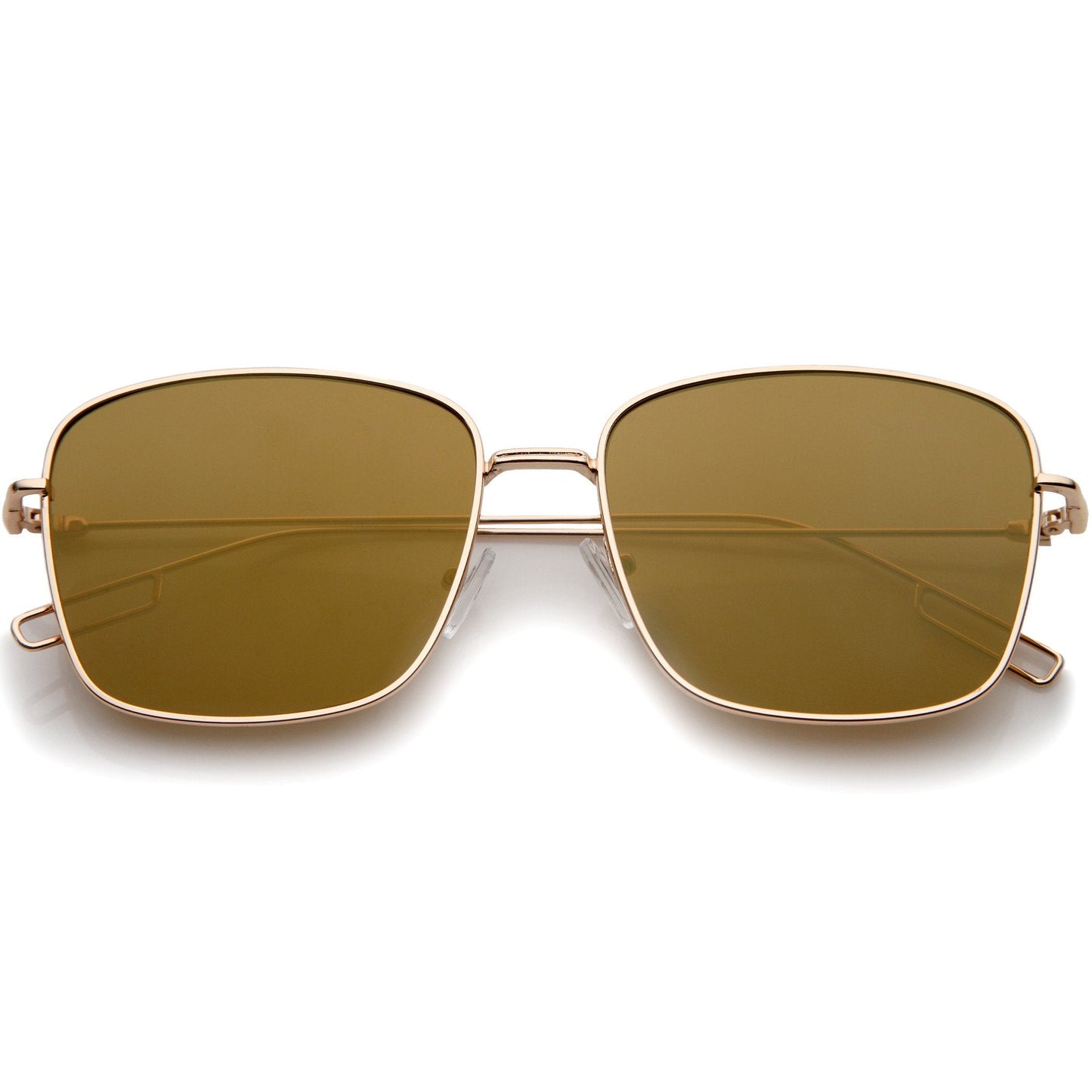 Wire Metal Flat Lens Square Aviator Sunglasses