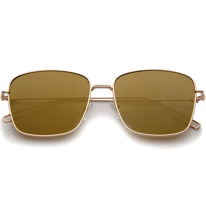 Wire Metal Flat Lens Square Aviator Sunglasses